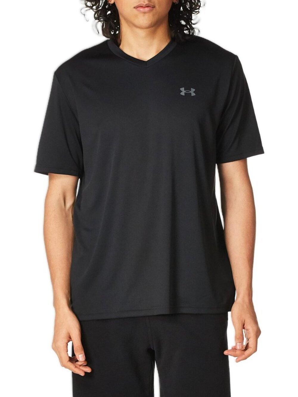 Under Armour Men's V-Neck Performance Shirt - Black /Pitch, Gray (Medium)